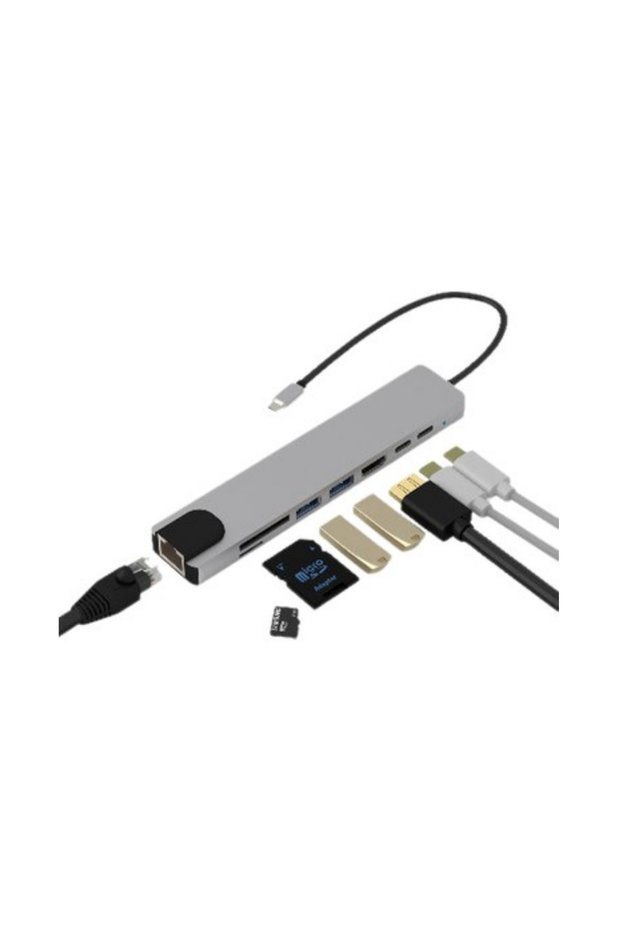 Aconcept 8 Port Type C Hub USB HDMI Rj45 Sd Tf Card (201726) Reader Multiplexer