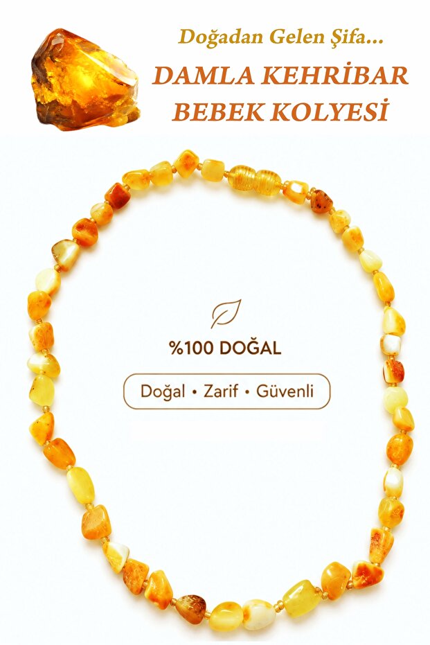Original Damla Amber Necklace for Babies / Healing, Evil Eye and Teething Necklace