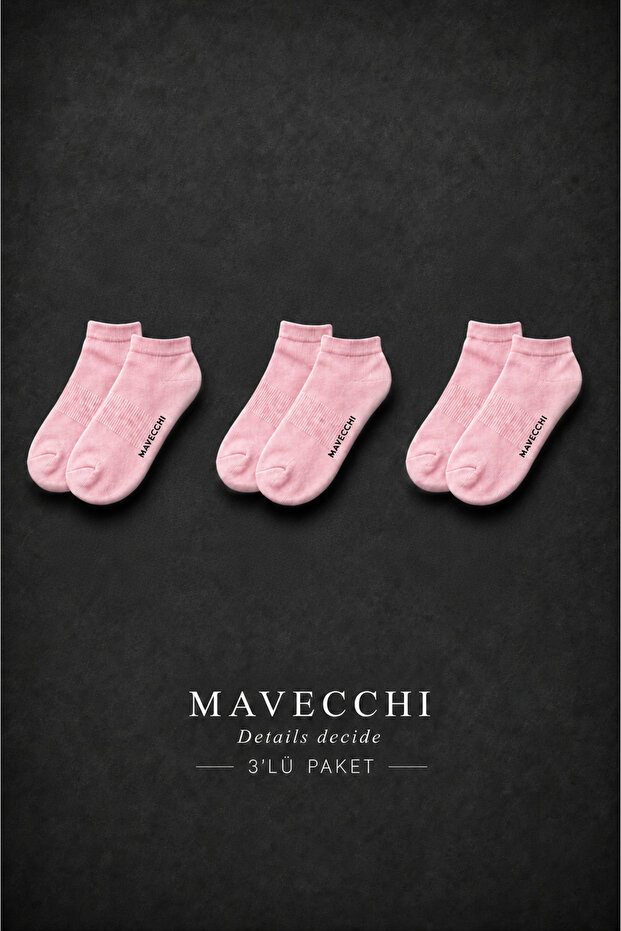 3 Pairs Boxed Premium Women's Pink Cotton Seamless Booties Socks