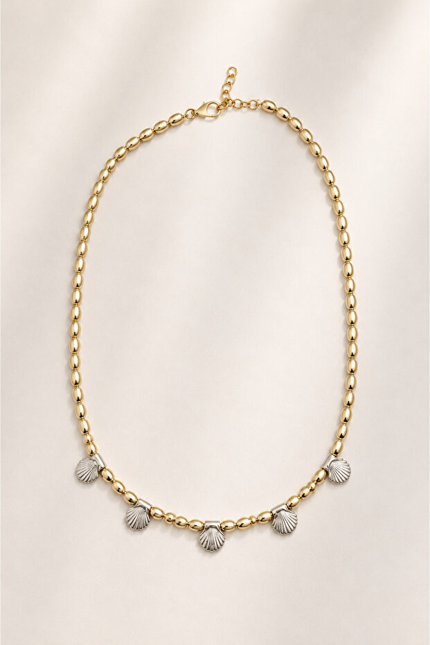 Maris Sea Shell Pendant Gold Bead Women's Necklace