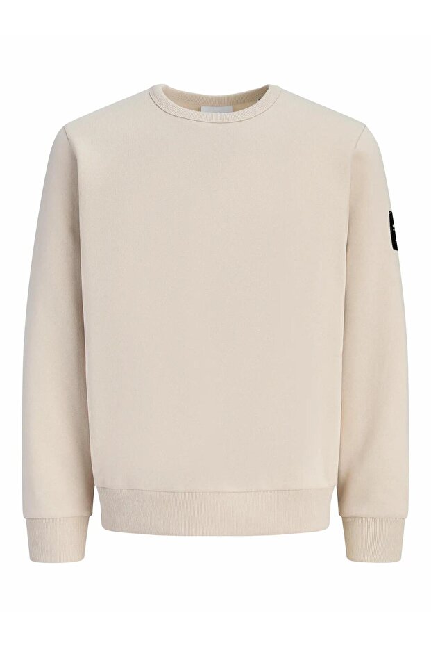 Beige Pullover Round Neck Sweatshirt