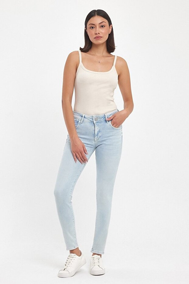 Maxime Slim Fit Mid Waist Mid Indigo Jean Pants