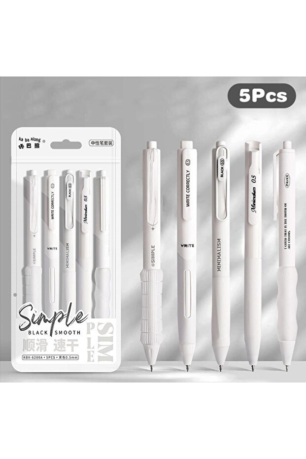 8 black 5Pcs Minimalist Transparent 0.5mm Gel Pens Set Large Capacity Quick-Drying Black Ink Pen Fas