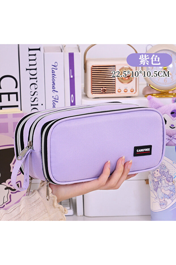 PURPLE New School Supplies Back to School Essential Pencil Case, Large Capacity Stationery Organizer
