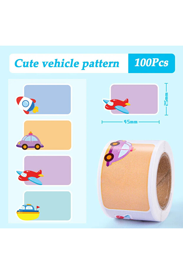 Cute vehicle pattern Cartoon sticker marking waterproof and tear resistant sticker name book classif