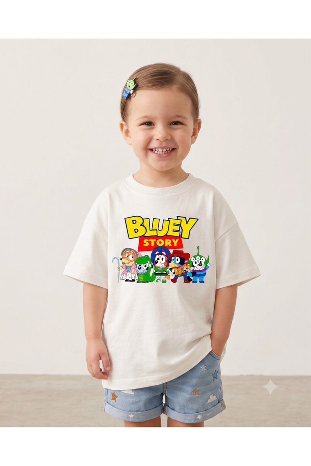 Cartoon Themed Children's Oversize T-Shirt 100% Cotton Short Sleeve Unisex