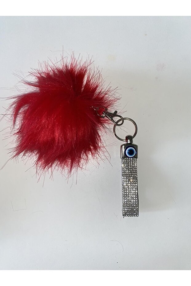 Full Stone Gift Keychain with Red Feather Charm