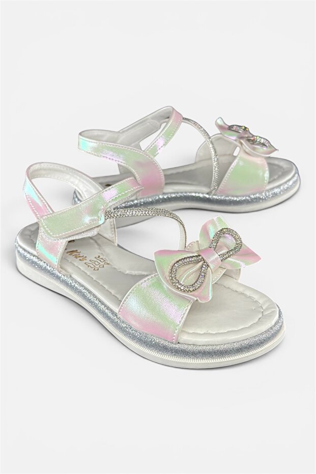 Velcro Girls' Sandals with Bow Detail