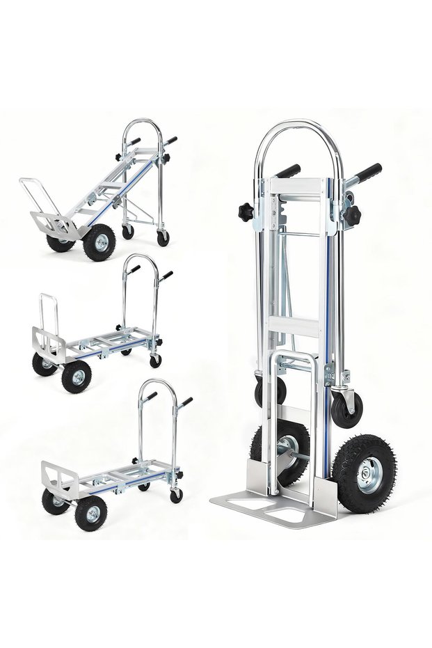 3-in-1 Heavy Duty Folding Dolly Cart with Wheels, 1000lbs Capacity Aluminum Hand Truck Convertible Hand Truck Dolly with Dual Wheels for Moving, Delivery, Warehouse & Home Use