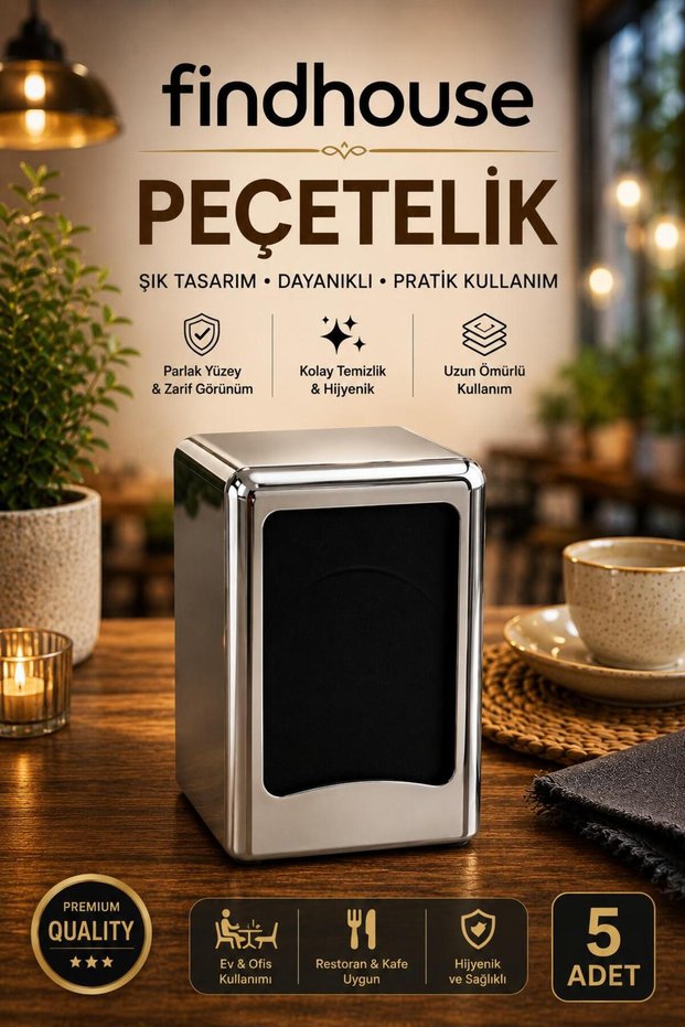 Premium Chrome Quality Napkin Holder 5 Pcs Home, Fastfood, Cafe, Restaurant, Hotel, Shop, Business