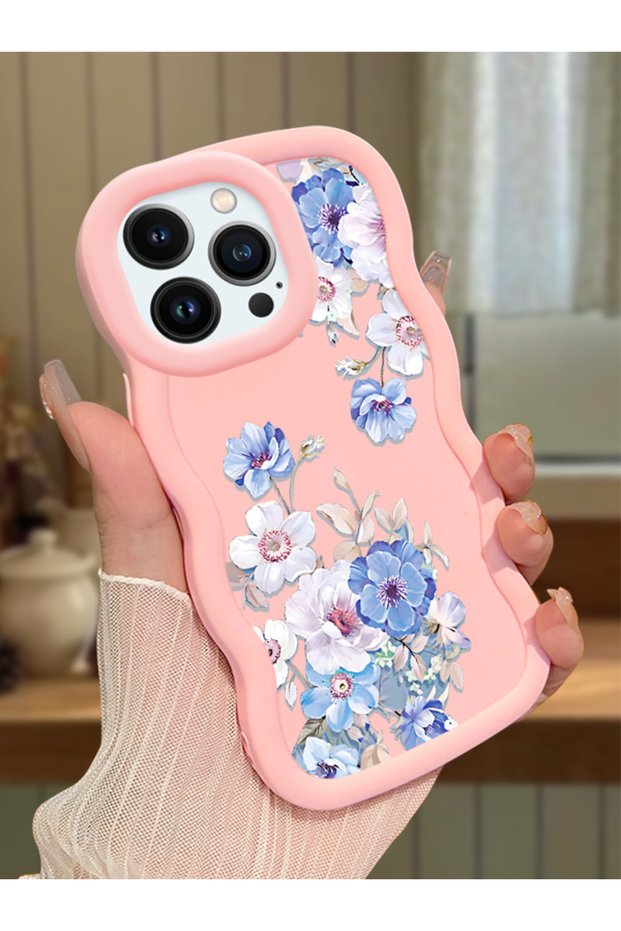 حافظة متوافقة مع هاتف iPhone 13 Pro، حافظة حماية للكاميرا من السيليكون باللون الوردي، حافظة هاتف بنمط زهور