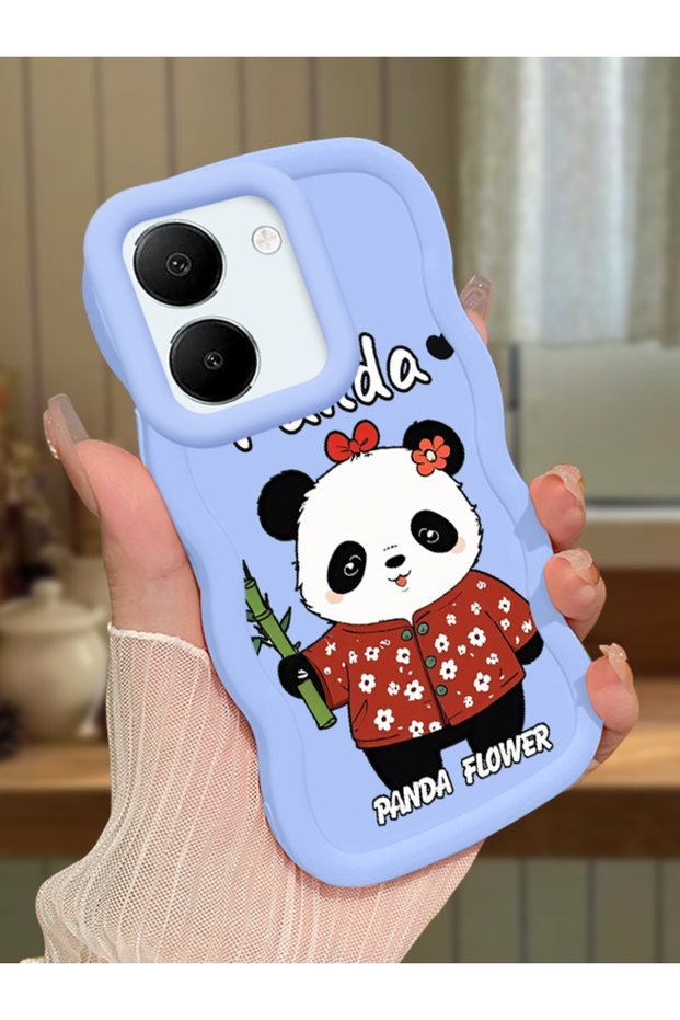 Vivo Y36 4g Compatible Case Camera Protector Blue Silicone Couple Phone Case Panda Pattern