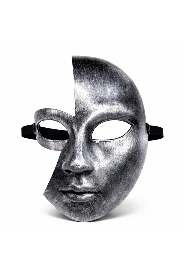 Antique Effect Silver Half Face Party Mask