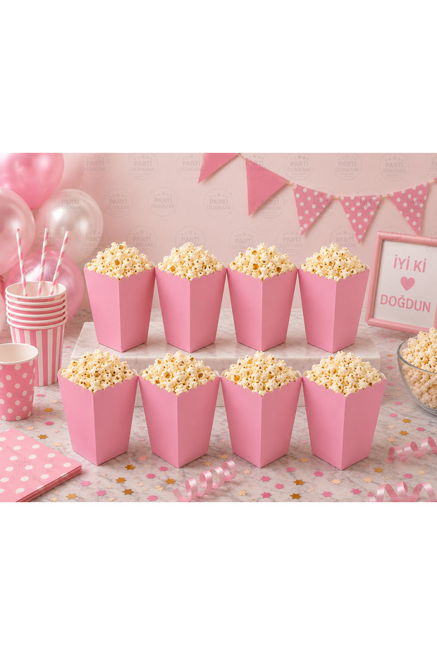 Popcorn Box Pink 8-Piece Corn Box Popcorn Box Snack Box Chips Box Party Birthday