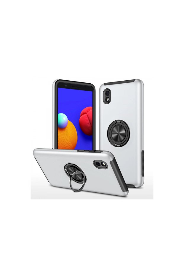 Samsung Galaxy A01 Core Case Elite Ring Cover - Silver