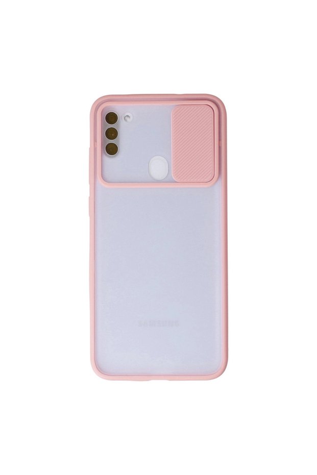 Samsung Galaxy A11 Case Palm Frosted Camera Sliding Silicone - Pink