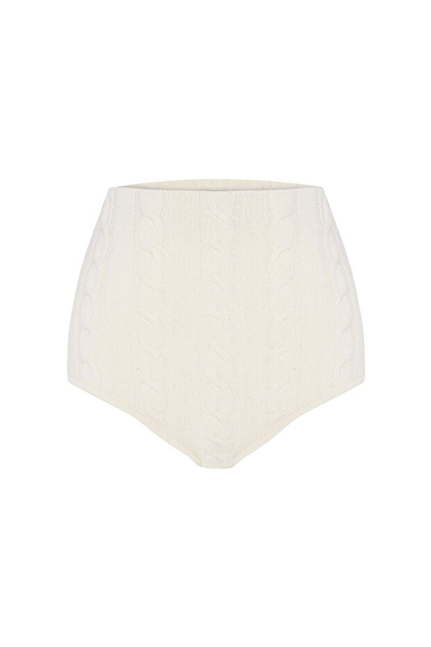 Blanc Italian Cashmere Blended Hair Knit Shorts Cream