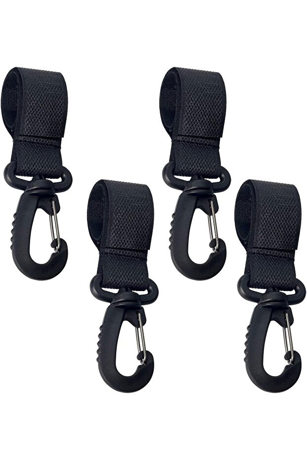 Stroller Hooks - 4Pcs ABS Buggy Clips, Carabiner Hook, Organizer Clip, Convenient Accessories for Hanging Diaper Bags, Purse - 360-degree Rotation