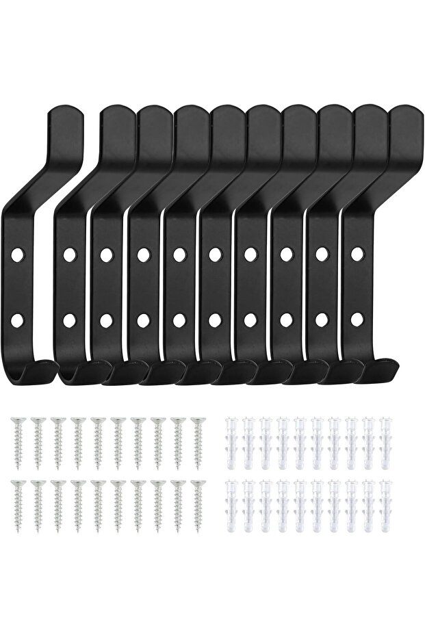 10 Black Locker Hooks - Wall-Mount Coat Hooks - Bathroom Towel Racks - Household Hooks & Pegs - Wall-Mount Coat Racks