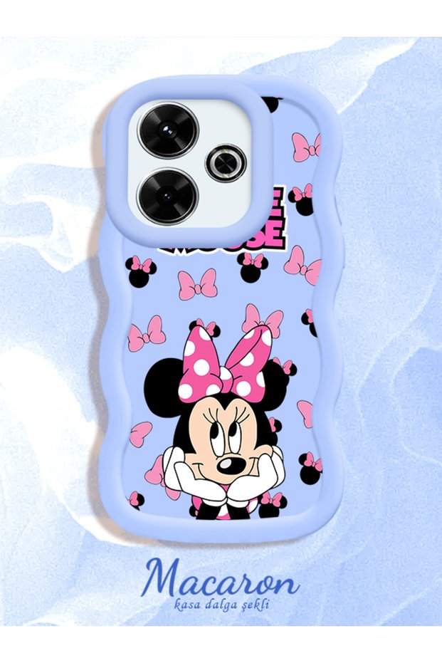 Redmi 13/13X Compatible Wavy Frame Mouse Cartoon Patterned Quality Silicone Phone Case