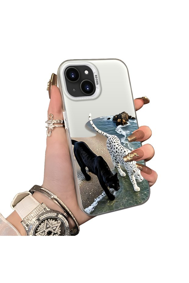 iPhone 13 Mini Compatible Hard Acrylic Back Silicone Edge Lens Protection Case