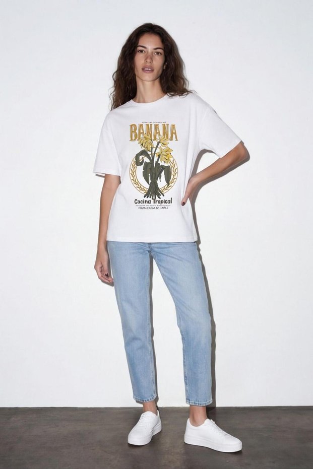 26Ytsh02325 Women's Print Detailed T-Shirt