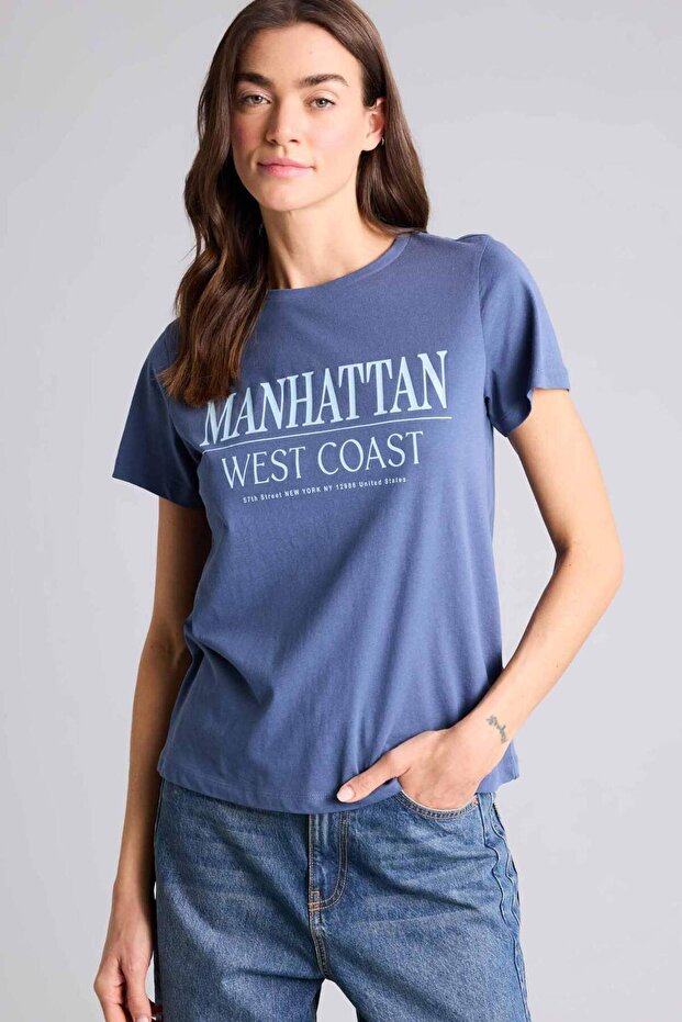 100% Cotton Regular Fit Crew Neck Printed Combed Cotton Short Sleeve T-Shirt G2296Ax26Sp
