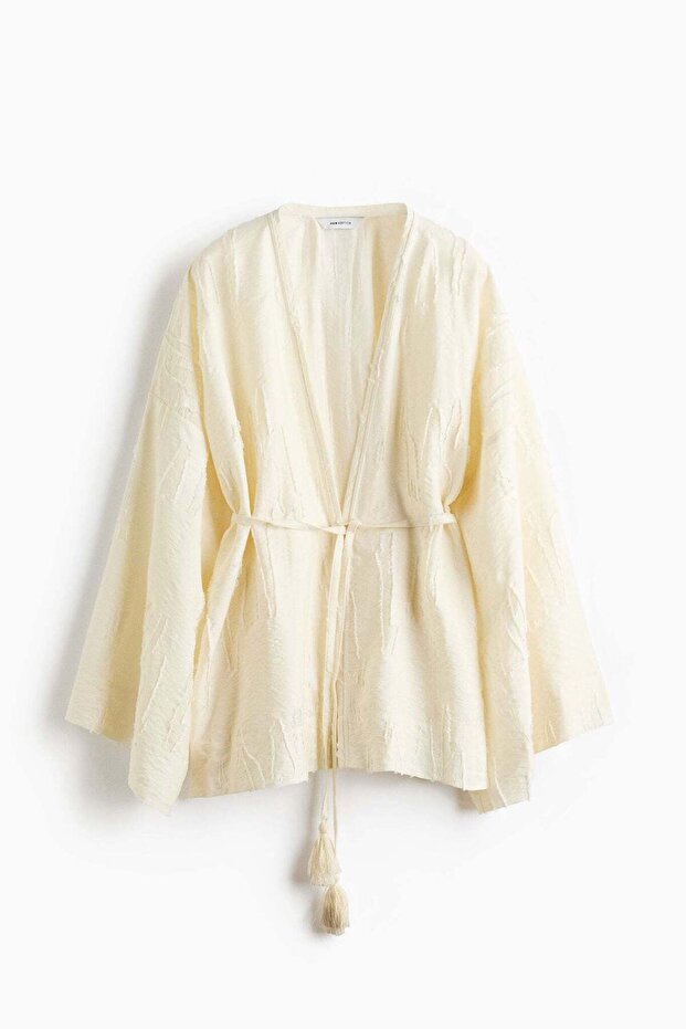 Frayed kaftan jacket