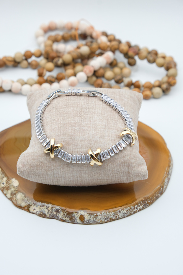 X Zircon Gold Color Bracelet