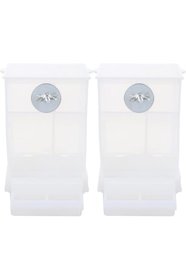 2-Pack Automatic Splash-Proof Bird Feeder Trough - White