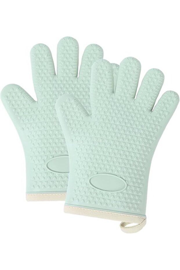 2-Pack Heat-Resistant Silicone Oven Mitts - Non-Slip Thermal Insulation Cooking Gloves for Baking, Grilling & Barbecuing