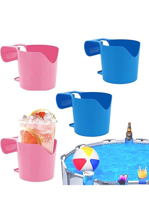 Poolside Cup Holders - Plastic Pool Cup Holders - Poolside Drink Holders - Pool Spa Cup Holders - Pool Accessories - 4-Pack