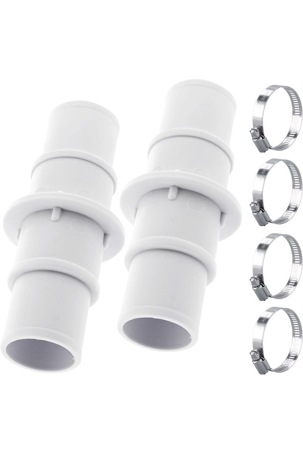 (2-pack) 1-1/4 inch or 1-1/2 inch pool hose adapter fittings with clamps, suitable for pool vacuum cleaners and cleaners.