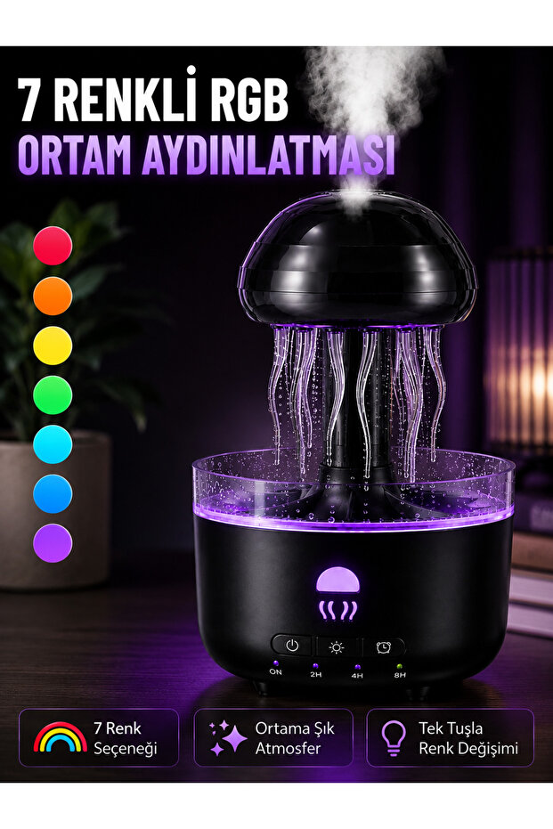 Decorative Jellyfish Effect Air Humidifier Ultrasonic Steam Device with Rgb Night Light