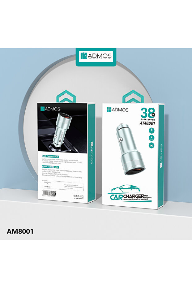 Fast Car Charger | USB-C & USB-A Dual Port | LED Digital Display | Auto-ID Smart Car Charging Adapter