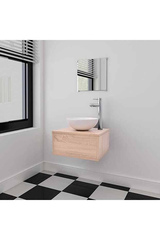 Bathroom Cabinet | Beige | Engineered wood | Compact | Minimalistic