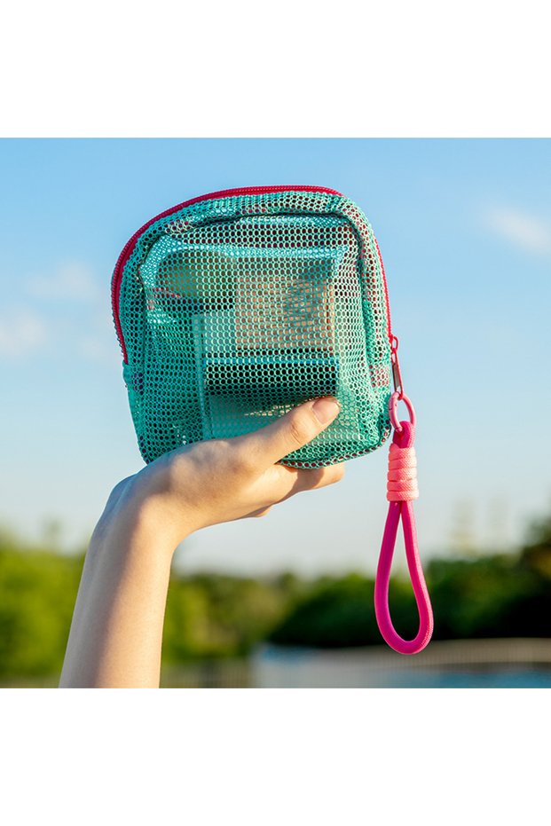 Green-with handle Mesh Pouch Dopamine-Colored Travel Portable Charging Cable Toiletries Mini Mesh St