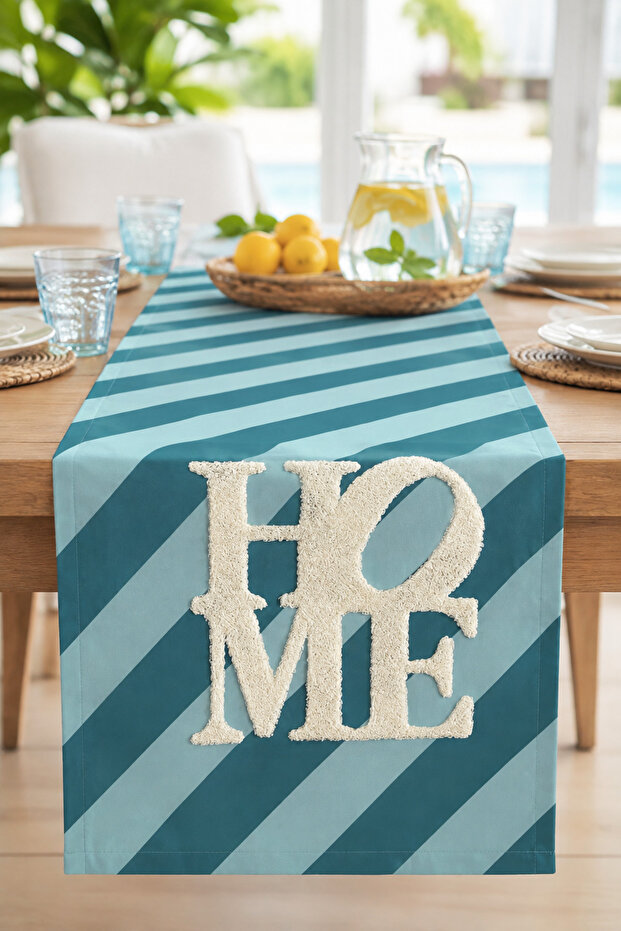 Punch Embroidered Suede Runner 40X140 cm - Mavi Home