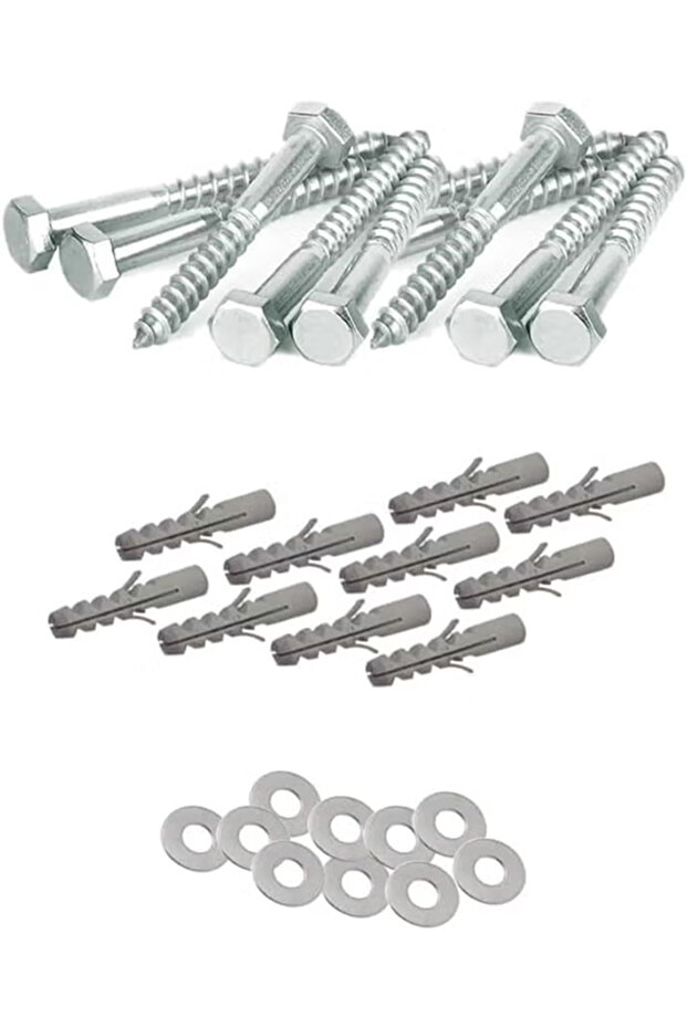 Hex Head Coach Screws with Washer & Plug for Heavy Timber and Concrete (3 Inch, 10mm)