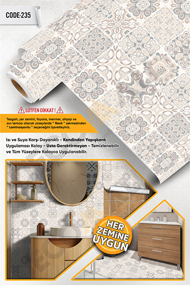 Code-235 Water Resistant Kitchen Bathroom Floor Marble Furniture Tile Adhesive Foil Covering