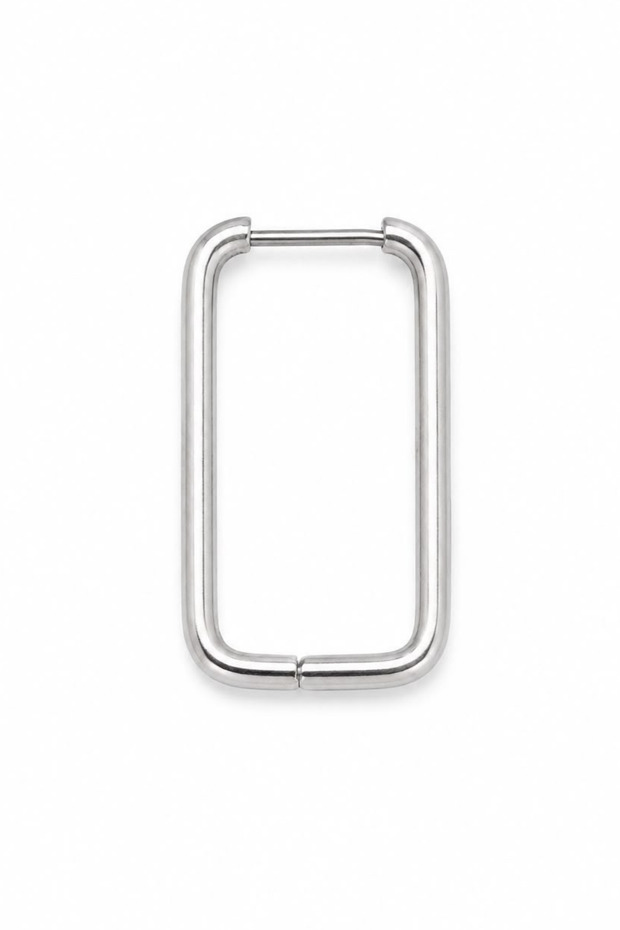 Unisex Silver Color Surgical Steel Rectangle Hoop Earring 1 Piece