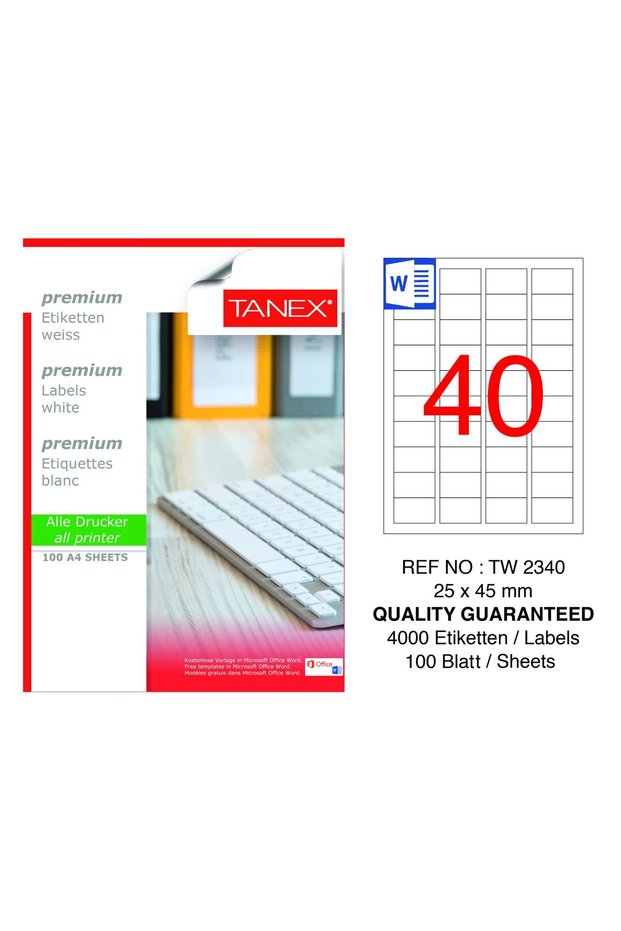 تانكس TW-2340 25x45 ملم 100 قطعة ملصق ليزر