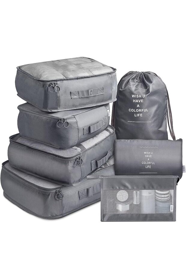 VAGREEZ Packing Cubes 7 Pieces, Grey, One Size
