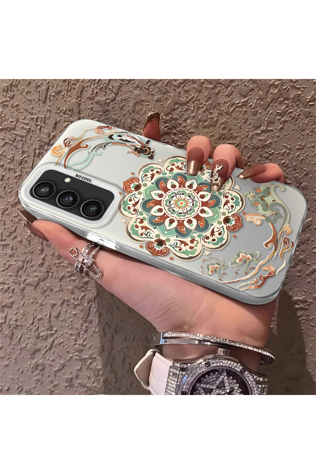 Samsung Galaxy S23 Fe Compatible Traditional Dunhuang Motif Silicone Phone Case, Shockproof