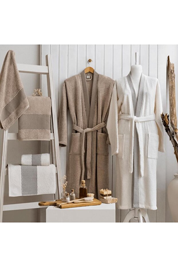 Dina 6 Piece Bathrobe Set-Beige