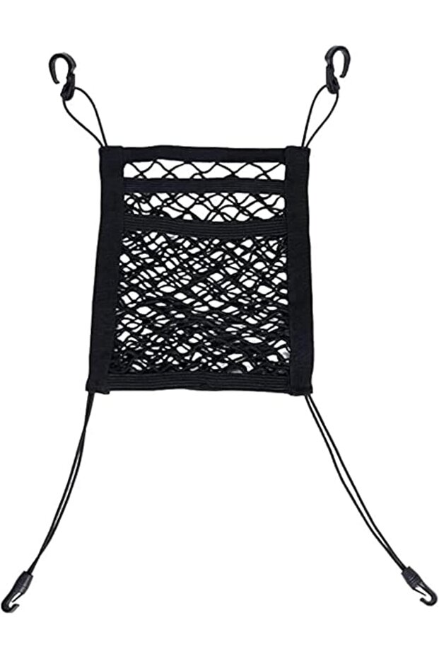 3-Layer Universal Car Seat Storage Stretchable Mesh Organizer, Mesh Cargo Net Hook Pouch Holde