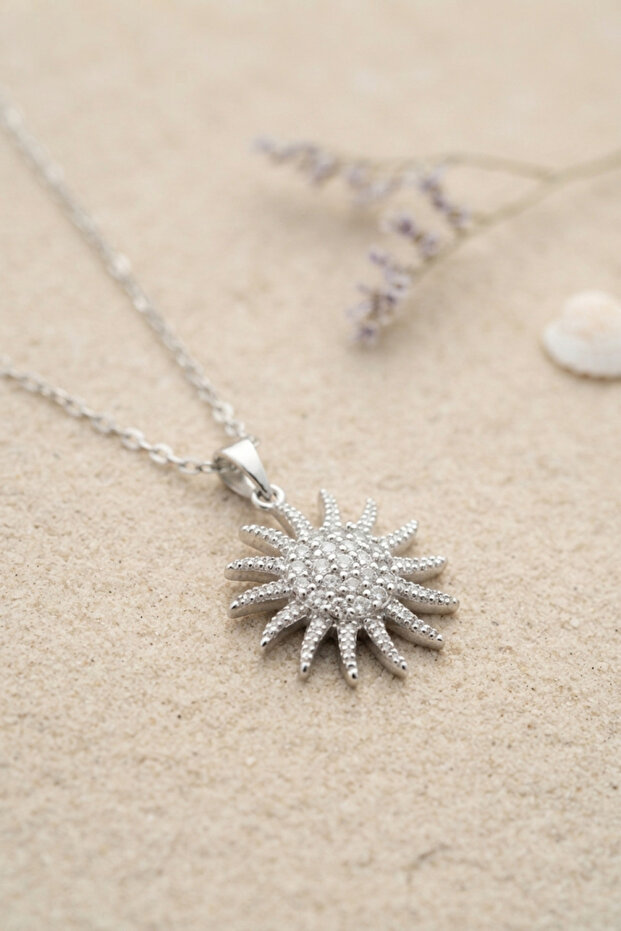Steel Chain Silver Color Sun Model Necklace - Ebj260808W46164