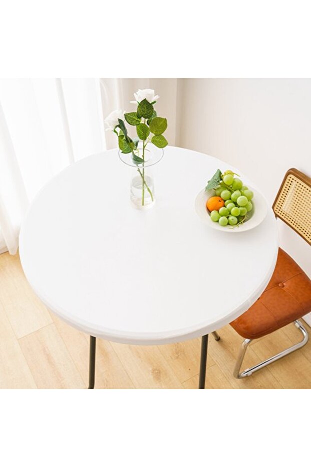 1. Outdoor side table waterproof round tablecloth – vinyl tablecloth suitable for patio dining – 60cm – white