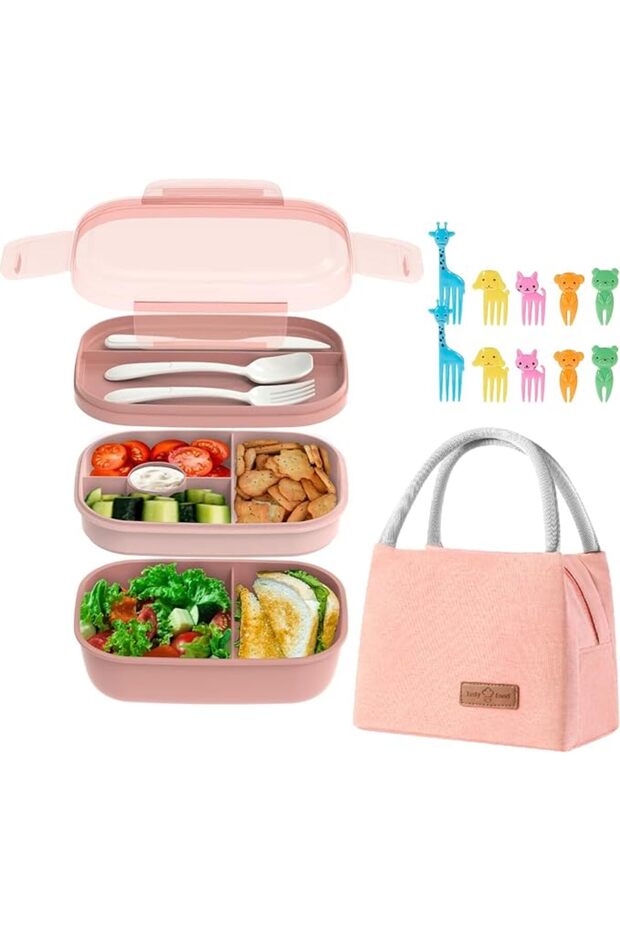 Mylindde Bento Box, Stainless Steel Double Layer Lunch Box, Leakproof Lunchbox, Food Storage Box, St