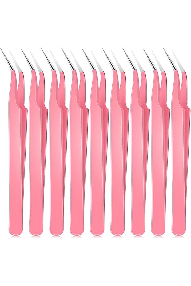 9 Pcs Curved Pointed Craft Tweezers, Fine Tip Multi-Purpose Stainless Steel Precision Tool, with Pro